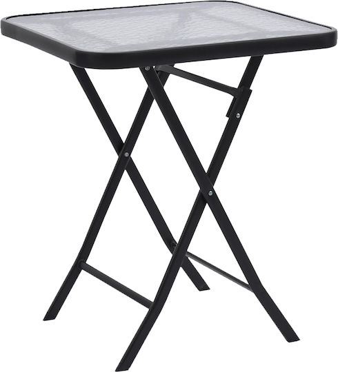 Table for Small Outdoor Spaces Foldable Metal with Glass Surface Gray 60x60x72cm
