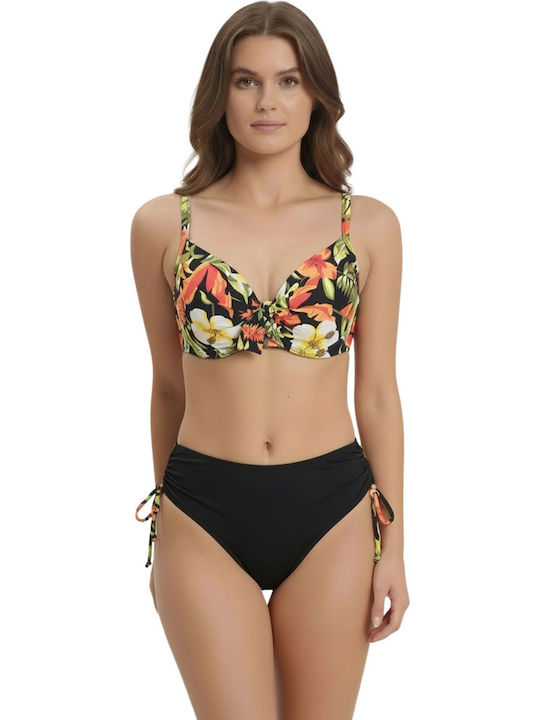 Bikini Set High Waist Floral Black