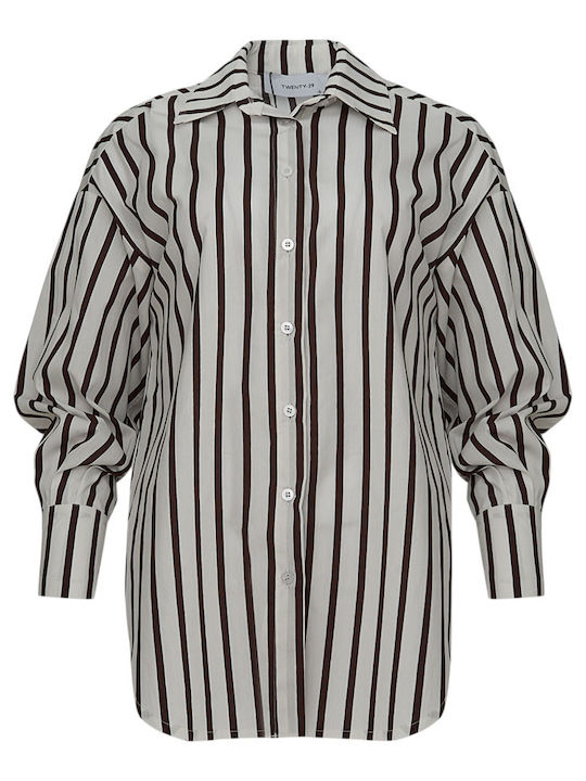 Long Sleeve Women's Shirt White Striped