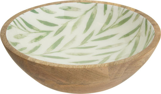 Wooden Green Salad Bowl 25x25x7cm