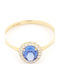 Single Stone Ring Rosette From 14K Gold With Zircon
