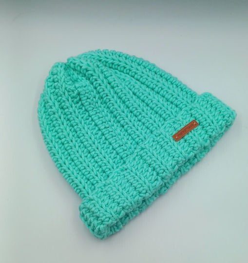Beanie Γυναικείος Σκούφος Πλεκτός σε Τιρκουάζ χρώμα