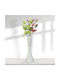 White Decorative Vase 40 Cm Modern Laser Cut Design Natural Artificial Flowers