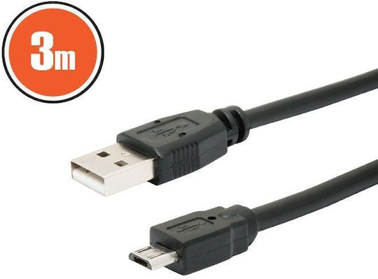 Usb 2.0 Cable A To Micro Usb B 3m Black Charging Data Transfer