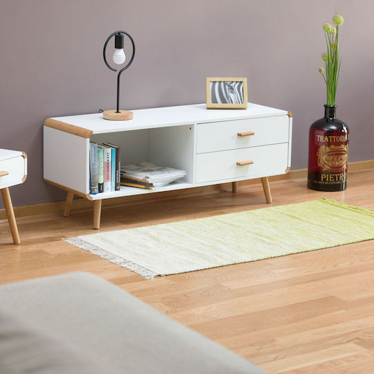 Έπιπλο Τηλεόρασης White/light Brown Μ120xΠ40xΥ48cm