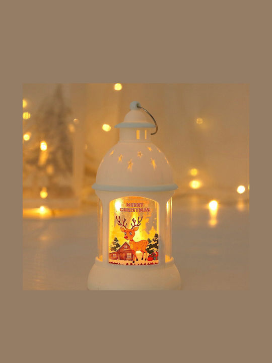 Alista Home Lampion Din Plastic Alb De Crăciun Cu Baterii 13.5x6.8cm