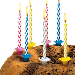 Cake Candle Set 24 Pcs 7 Cm Yellow Blue Pink White Birthday Party