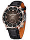 Men's Automatic Watch with Black Leather Strap