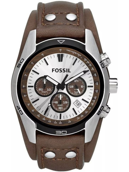 Fossil Ανδρικό Ρολόι 45mm Χρονογράφος Μπαταρίας με Μαύρο Μεταλλικό Μπρασελέ