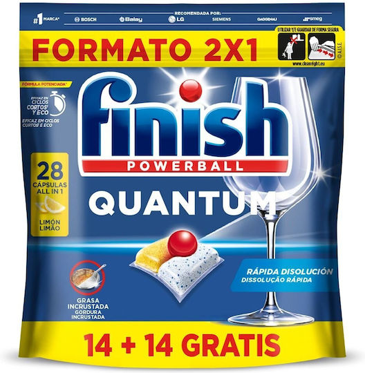 Finish Powerball Quantum 28 Κάψουλες Πλυντηρίου Πιάτων
