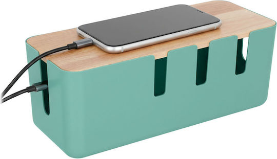 Relaxdays Cable Storage Box Wooden Lid 11.5x30.5x12.5cm Multicolor