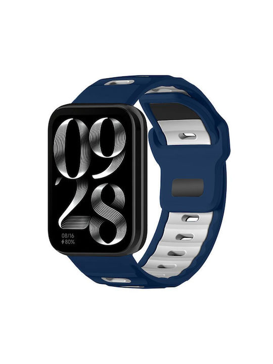 Xiaomi Band 9 Pro Redmi Watch 6 5 Xdfind Flat-head Dual-color Silicone Watch Band Navy Blue+white