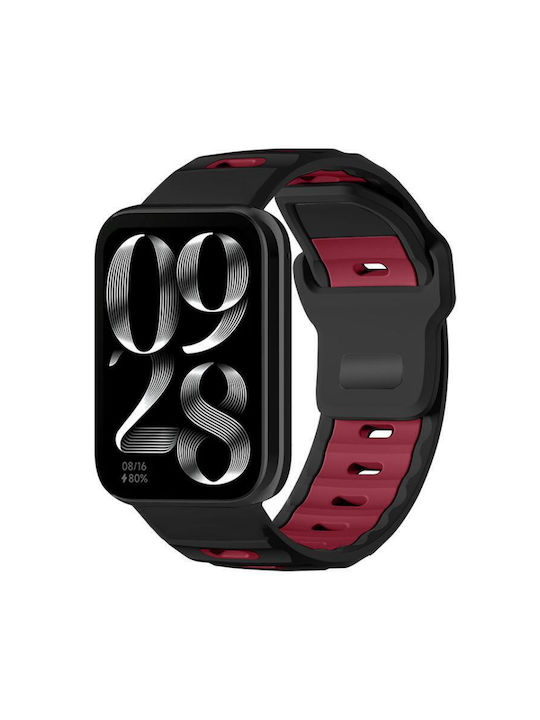 Xiaomi Band 9 Pro Redmi Watch 6 5 Xdfind Flat-head Dual-color Silicone Watch Band Black+wine Red