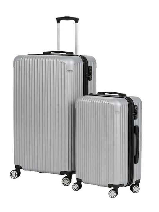 Relaxdays Reisekoffer Schwarz/Silber Set 2 Stück