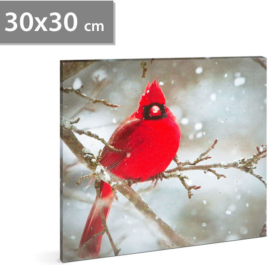 Led Painting Red Bird 30 X 30 Cm Cool White Light 2 X Aa Batteries