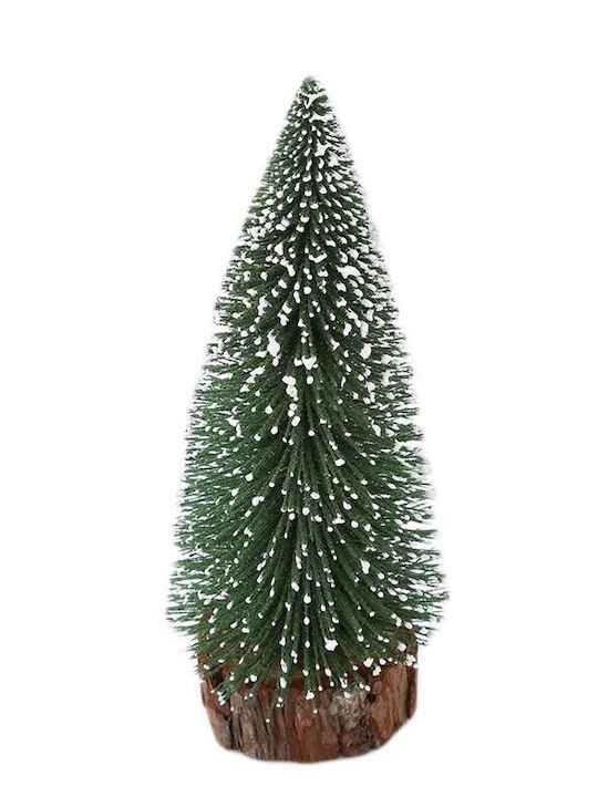 Artificial Christmas Tree Table Ornament On Wooden Stand 20 Cm Height Silver