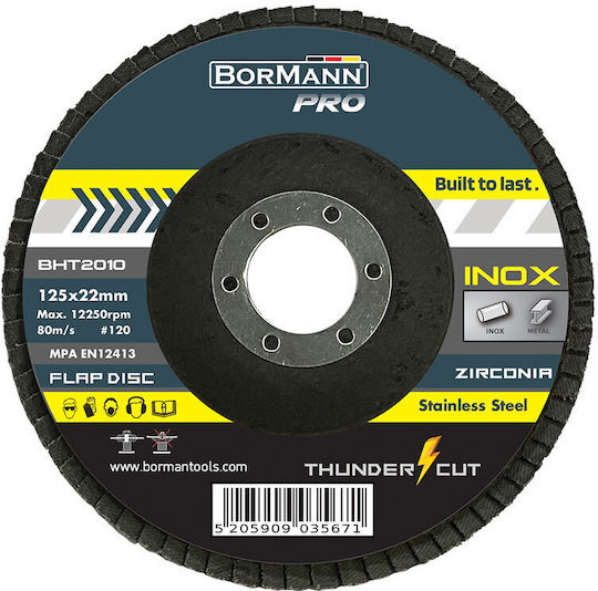 Bormann Pro Bht2010 Δίσκος Λείανσης ''thunder-cut" Inox Φυλλαράκια Φ125x22 #120