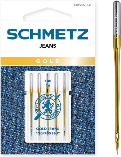 Set 5 Sewing Needles Gold Jeans Fineness 100 Schmetz 130/705 H-jt Ves