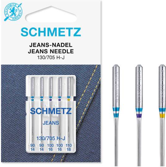 Kombiniertes Set 5 Nähnadeln Jeans Größen 90-100-110 Schmetz 130/705 H-j Vws