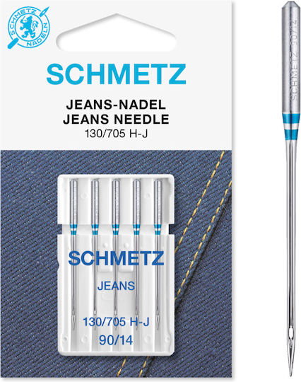 Set 5 Sewing Needles Jeans Fineness 90 Schmetz 130/705 H-j Vds Blue