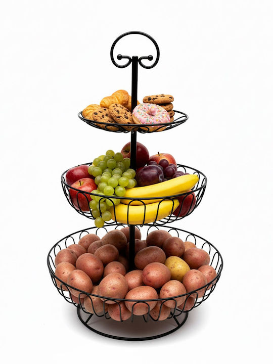 Relaxdays 3 Levels Black Fruit Bowl 47x30x30cm