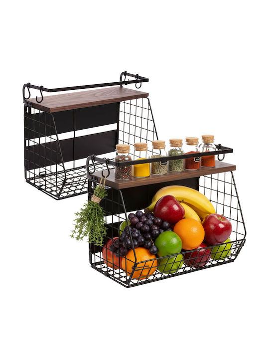 Relaxdays Bol De Fructe Cu 2 Nivele Maro 30x21x35,5cm