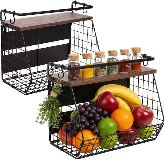 Relaxdays Bol De Fructe Cu 2 Nivele Maro 30x21x35,5cm