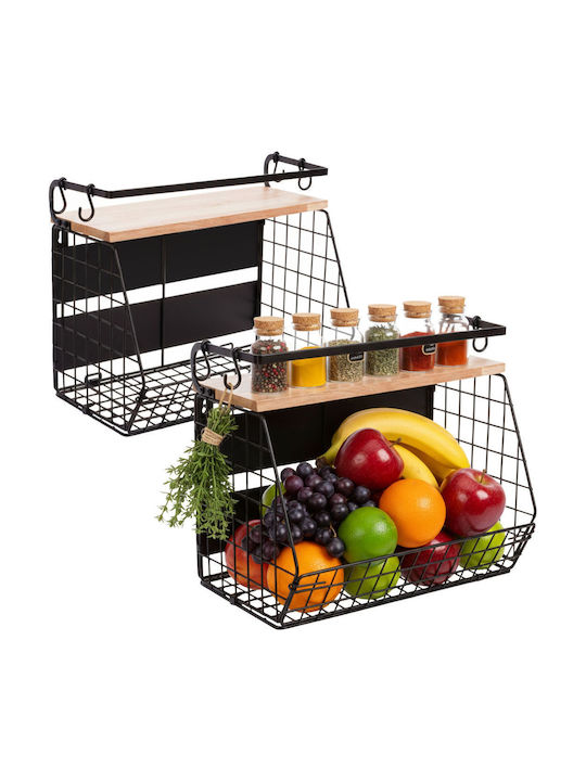 Relaxdays Bol De Fructe Cu 2 Nivele Maro 30x21x...