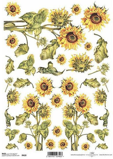 256076 Rice Paper Sunflower 21x29cm Itd-r410 Set of 3 Pieces