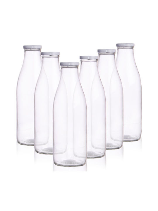 Orion Sticlă De Apă Din Sticlă Cu Capac Șurub Transparent 1000ml 6 Bucăți
