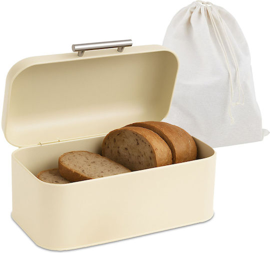 Relaxdays Cutie de Pâine Metalică Bej 15.5x30x21cm Relaxdays Cutie de Pâine Metalică Bej 15.5x30x21cm