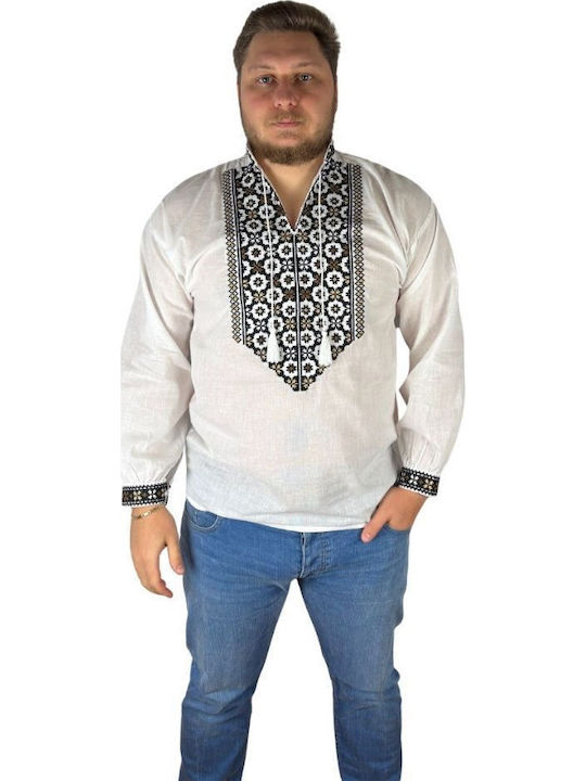 Herrenblusen Weiß/braun