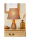 SteweHome Wooden Table Lamp LED with Brown Shade and Base