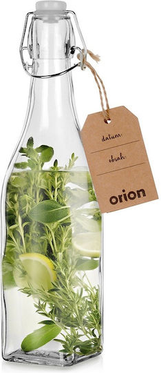 Orion Μπουκάλι Νερού Γυάλινο με Κλιπ Διάφανο 530ml
