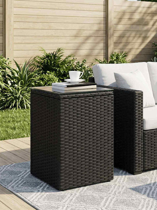 Auxiliary Table for Small Outdoor Spaces Rattan Black 35x35x70cm
