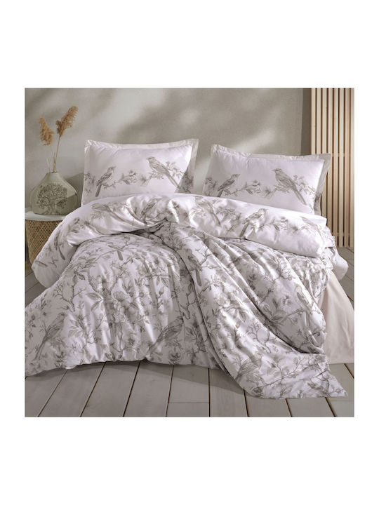 Clasy Home Подредба Пликове За Завивки (2 Бр) 100% Памук 150x220см Единична С Калъфка За Възглавница И 1 Чаршаф Сив