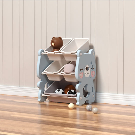 Homeone Cutie De Depozitare Pentru Copii Din Plastic Cute Bear Albastră 64.5x35x65cm