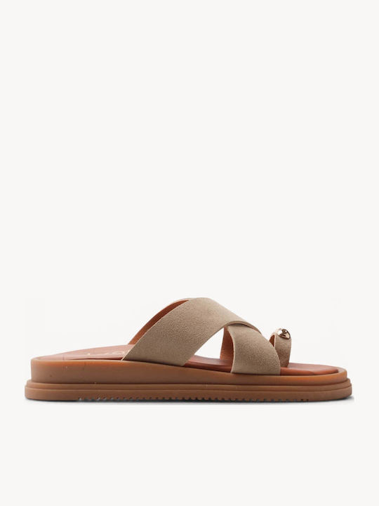 Μπεζ Σουέτ Flatforms Χιαστί Φάσες Κ Μεταλλικό Detail