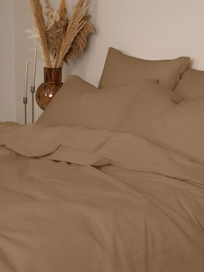 Sunshine Παπλωματοθήκη Βαμβακερή Μονή 170x250 Cotton Feelings 118 Brown