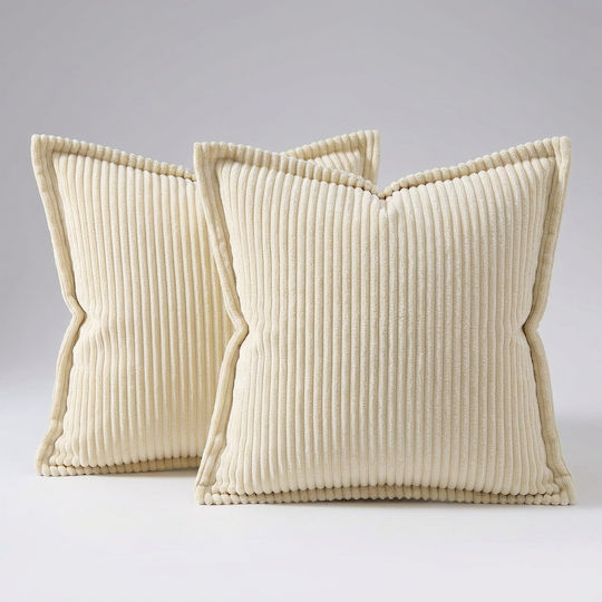 Μαξιλάρι Καναπέ από Βελούδο Beige 45x45εκ.