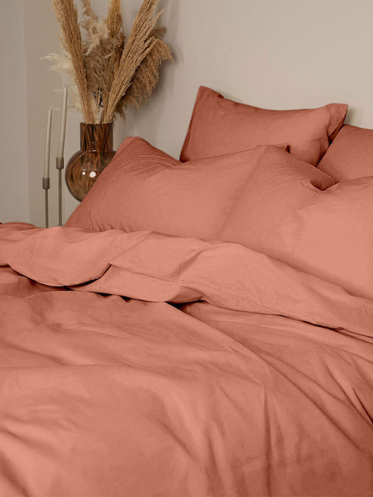 Sunshine Cotton Feelings 117 Single Bed Sheets Set 165x270cm Peach 3 Pieces