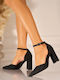 Wildleder Pumps mit Mittelhohem Absatz Schwarz