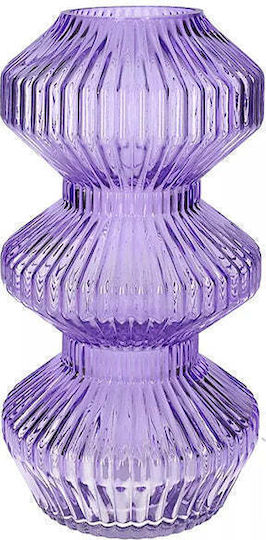 Zaros Decorative Glass Vase Lines Lilac 16x30cm