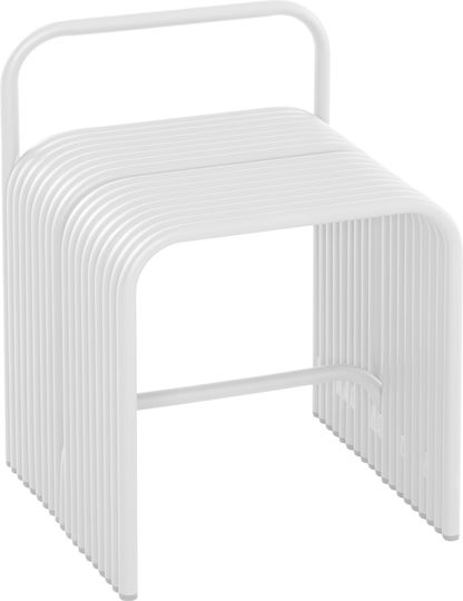 Living Room Stool with Backrest Metallic Intrepid White 40x38x55cm