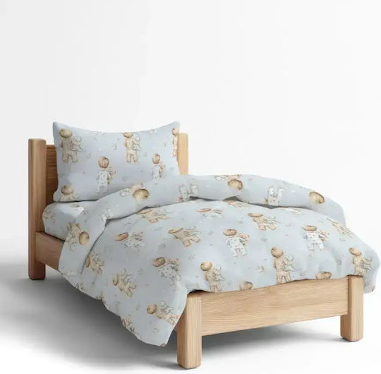 Borea Goodnight Kids Duvet Cover Set Single with Pillowcase Cotton Sky Blue 160x240cm