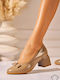 Heels in Patent Leather with Medium Heel Khaki