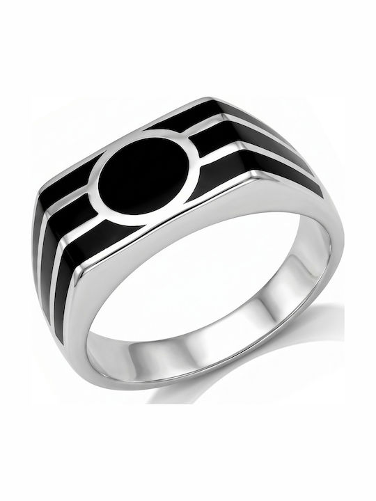Kiriakos Gofas Men's Ring with Stones and Enamel from Silver