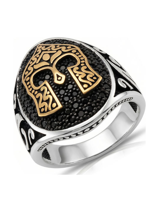 Kiriakos Gofas Men's Ring with Zircon from Silver