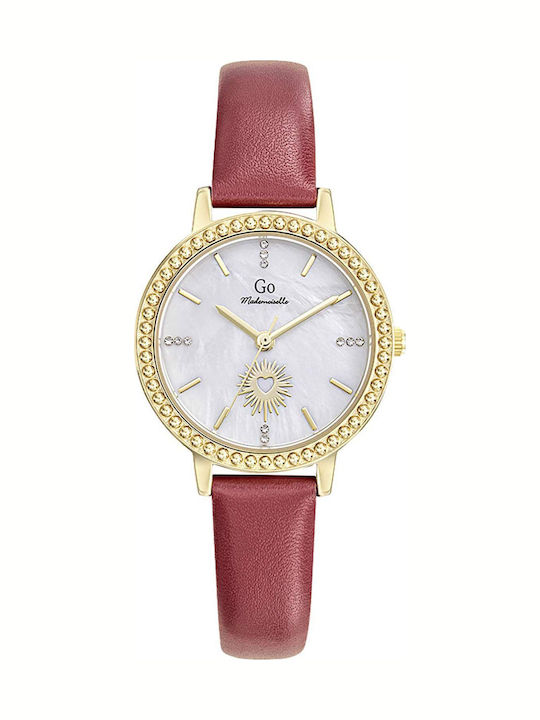 GO Mademoiselle Womens Battery Watch With Burgundy Leather Strap