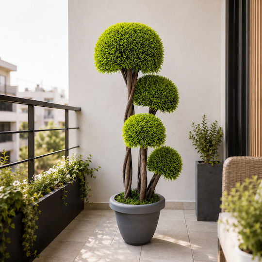 Copac Artificial Decorativ Topiary 90cm 4 Bile Verzi Ghiveci Plantă Modernă De Interior